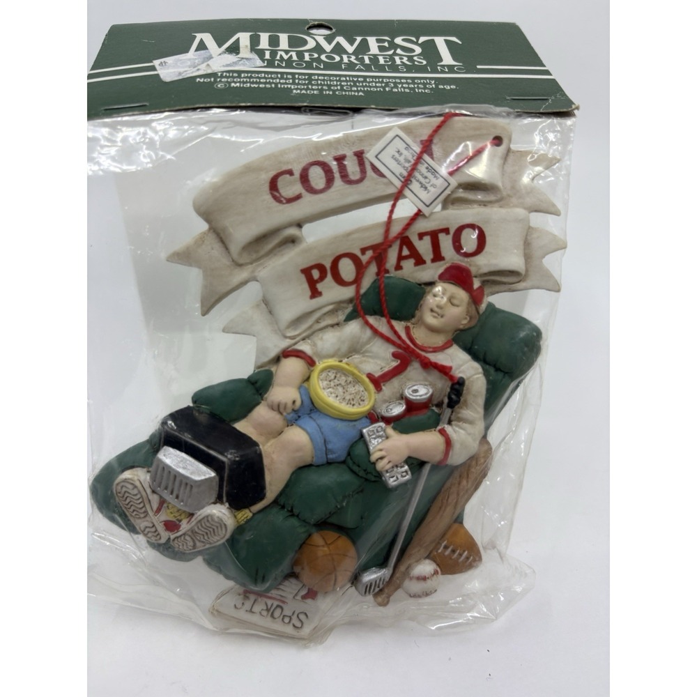 Vtg Couch Potato Lazy Man Christmas Ornament New Sealed
